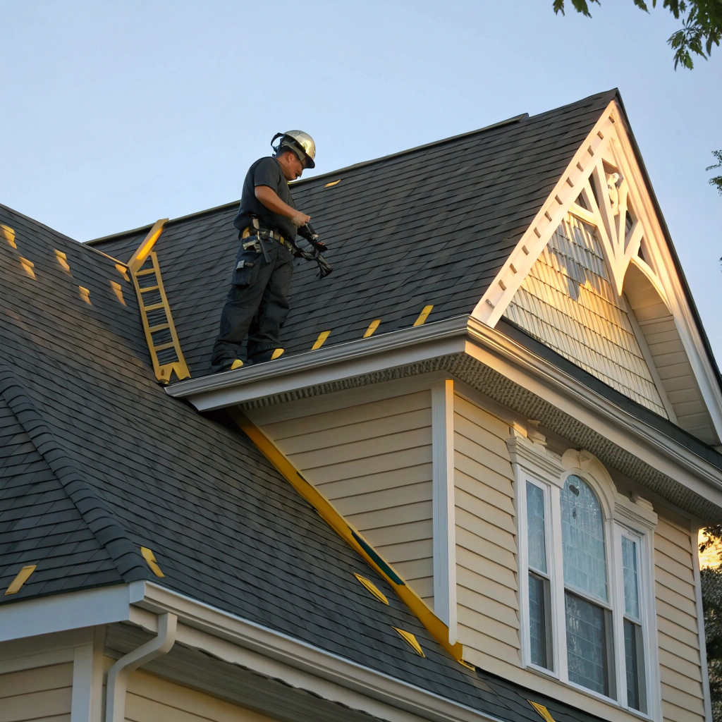 Professional roof inspection in progress